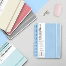 ABERLLS Blue Lined Spiral Journal Notebook With 160 Pages, 8*5.7in, A5 Spiral Notebook, Journaling Notebooks For Work, School, Women, Men, College Ruled Spiral Notebook, Hardcover Leather Journals - 顏色F - 查看 5