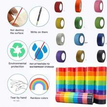 Rainbow Decorative Tape, DIY Stationery, Cartoon Style, Cute, Creative, Fun, Waterproof, Candy Stickers, Phone Stickers, Suitable For Diary Decoration, Collage Materials, Scrapbooking, Notebooks, Handcrafts, Back To School Supplies, Office, Classroom And Home Use, Winter Goods, Thanksgiving, Christmas, Saudi National Day, New Year, Valentine's Day, Birthday, Festivals, Gifts For Boyfriends, Girlfriends, Adults - Rainbow Version - View 4