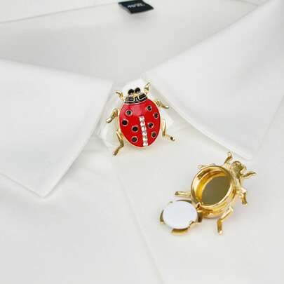 2 Pieces Elegant Ladybug Shirt Button Cover Elegant Cufflinks Suitable For Both Men's And Women's Shirts No Sewing Required-Wear In Just Three Seconds Ideal For Everyday Wear, Parties, Celebrations, And Business Occasions Perfect Holiday Or Birthday Gift