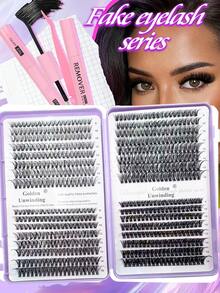 640pcs DIY Eyelash Extension Kit | 30D/40D/50D/60D Curl, 8-18mm | Natural Fluffy Reusable Lashes | All-In-One Set With Applicator, Glue And Remover | Easy Home Lash Extension - Black - View 1