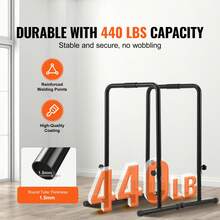 Dip Bars, 440 Lbs Capacity, Heave Duty Dip Stand Station With Adjustable Height, Fitness Workout Dip Bar Station Stabilizer Parallette Push Up Stand, Parallel Bars For Strength Training Home Gym - 黑色 - 查看 2
