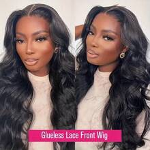 [30 Inch Body Wave Wig] 13x4 13x6 HD Lace Front Wigs And 5*5 Glueless Wig Human Front Hair 30 Inch Body Wave 180% Density Pre Plucked Brazilian Wigs For Women Natural Black Glueless Lace Frontal Wig - Natural & Black - View 7
