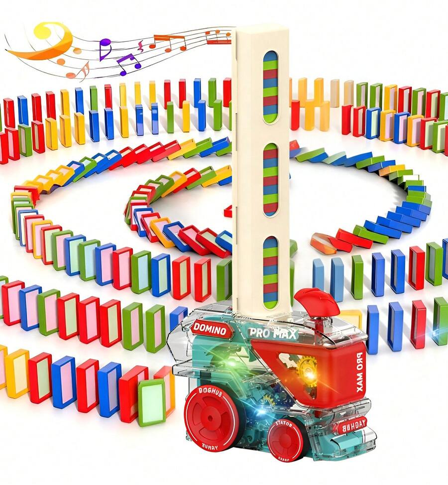 TendenciaJuguete Tren Fichas Domino Niños Juego Vehiculo ElectricoCalidad premium - Azul - Ver 1