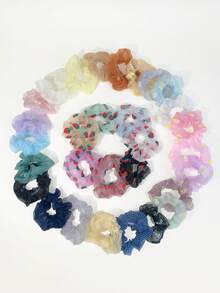 10pcs/20pcs/30pcs Hair Scrunchies, Casual Daily Wear, Breathable Summer, Multi-Color, Long-Lasting, Versatile Hair Accessories - Multicolor - View 2