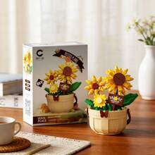 永生花篮（雏菊、玫瑰、郁金香、康乃馨、向日葵、百合、菊花、扶桑、风信子等），DIY生日礼物，串珠积木，拼图和拼贴画配件 - 彩色 - 查看 6