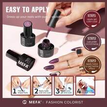MEFA Fall Gel Nail Polish Set, 12 Colors Burgundy Red Nail Polish Set Champagne Gold Glitter Nail Polish Gel Soak Off Dark Red Purple Shimmer Nude Brown Manicure Gifts For Women Girl DIY Salon Home - Màu A - Xem 6