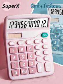 12-Digit Commercial Calculator With Large Screen (Dual Power Solar Or Battery) - Green - View 3