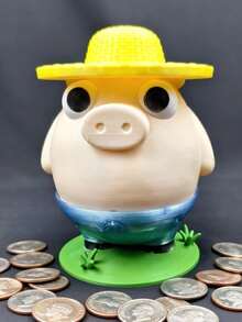 Hucha de cerdo linda en estilo de granja | Hucha de monedas para niños y familia - Multicolor - Ver 2