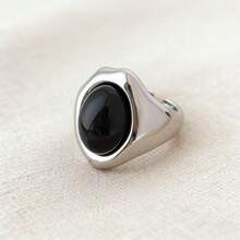 1pc Unisex Open Ring, Black/White/Marble/Brown, Fashionable Minimalist Asymmetrical Geometric Design, Suitable For All Occasions, Perfect Couple Gift - Open Ring - View 9