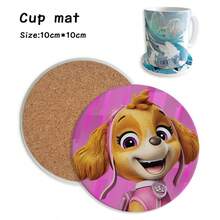 1pc Paw Patrol Dog Cartoon Coaster, Ceramic Absorbent Cup Mat, Round Non-Slip Drink Coaster Gift - Multicolor - View 5