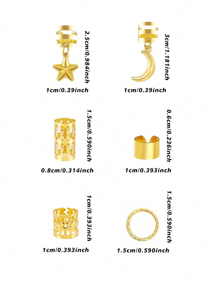 45pcs Star & Moon Hair Scrunchies Hair Accessories Suitable For Women & Girls Party & Festival Decoration - Gold - View 6