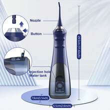 Sejoy Mouthwash Device, Water Flosser, 5 Cleaning Modes, 8 Nozzles, USB Charging, IPX7 Waterproof, 230ml Water Reservoir, Effectively Removes Food Debris And Plaque, Improves Oral Health - 藍色 - 查看 5