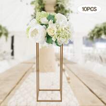 Supporto rettangolare per fiori per matrimoni, set da 10 pezzi composto da tubi triangolari in plastica, porta bouquet lungo 60 cm, tubo quadrato da 10 mm, supporto per fiori per decorazioni da tavola, vasi dorati per fiori per celebrazioni nuziali, supporto per feste - A - Visualizzare 8
