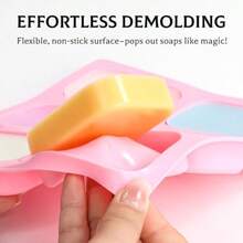Soap Molds 2 Packs Rounded Recle Silicone Soap Molds For Soap Making 6 Cavity Mold For Bath Bombs Homemade Craft Soap Cake Chocolate Ice Cube-Pink - 粉紅色圓角矩形 2 件裝 - 查看 2