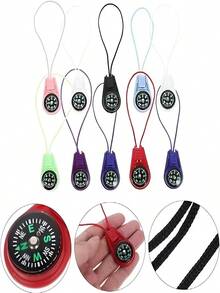 4PCS Multi-Color Mini Survival Compass Waterproof Liquid Filled Outdoor Camping Hiking Pocket Compass On Cord,High Visibility Red Mini Survival Compass Durable Compact Outdoor Directional Tool For Hiking Mountaineering,Color Random - Random - View 2