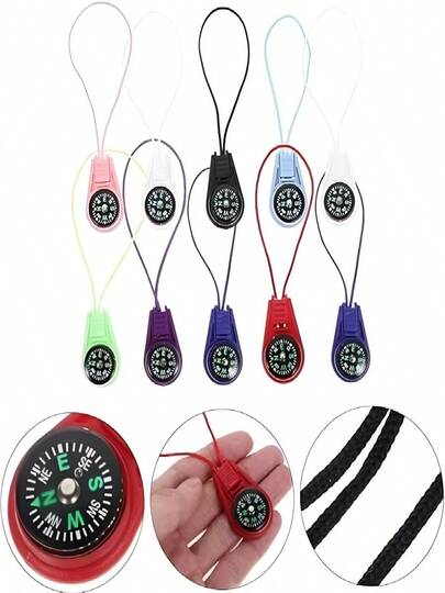 4 brújulas de supervivencia mini multicolor, impermeables, rellenas de líquido, para camping, senderismo y actividades al aire libre. Brújula de bolsillo con cordón (color aleatorio).
