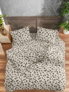 Leopard Pattern Cotton Duvet Cover Set – 70% Cotton, Made In Turkey - Brown - View 8