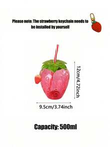 4个/1个 - 500毫升/16.91盎司菠萝草莓造型饮料杯，夏威夷吸管杯，卡通水果吸管杯，派对吸管杯，草莓菠萝造型杯带吸管和草莓吊坠，派对饮料果汁杯 - 彩色 - 查看 16