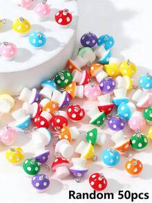 15/25/35/50/60/80/100pcs Multi-Color Mushroom Glass Beads - Colorful Marble Texture Mushroom Decorative Beads, Suitable For Jewelry Making, DIY Necklace, Bracelet, Earrings, Crafts | Vibrant Bead Design | Smooth Texture - Multicolor - View 15