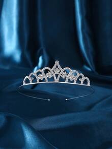 1pc Women Rhinestone Heart Decor Luxury Style Bridal Headband Party Tiaras Valentine's Day Valentines - Silver - View 6