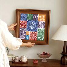 Floral & Geometric Cross Stitch Kit, Printed Cross Stitch Patch, Warm Home Window Flower Pattern, Handmade Embroidery DIY Supplies Include Needles, Threads, Instructions, Living Room Bedroom Decor, 11CT Middle Grid 3-Strand Embroidery - 11CT Medium Grid Three-strand Embroidery - View 6