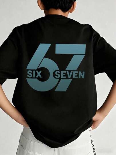 男童休闲印花圆领短袖T恤，夏季上衣