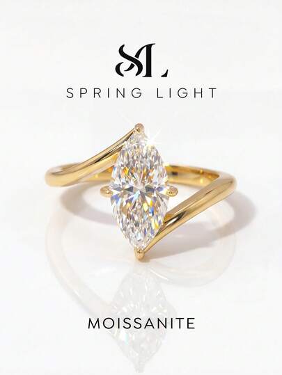 1 Quilate Anillo de compromiso, anillo de boda, anillo de aniversario de plata de ley 925 con moissanita en forma de ojo elegante y único, regalo de joyería para mujer, regalo de Navidad