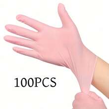 100/50/2 Pairs Pink Nitrile Disposable Gloves, Latex Gloves For Household Cleaning, Beauty, Cooking, No Powder - Multicolor - View 21