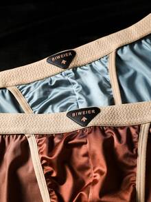 8PCS  Satin    Stretch  Quick-Drying    Mid Rise    Men's Briefs - 彩色 - 查看 4