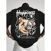 Basic Cotton Unisex T-Shirt Happiness Bear Street Style Streetwear Promotion Fast Shipping - 黑色 - 查看 3