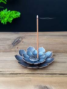 Multi-Hole Lotus Incense Burner Creative Zen Art Piece, Suitable For Tea Room And Study Decoration, Multi-Layered 3D Petal Incense Holder, Lotus Shaped Incense Tray, Bronze Texture, Ramadan Decor - Double-layer Incense Burner - View 5