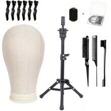 Complete Wig Styling Equipment For Novices: 22-Inch Wig Stand + Tripod + T-Pins + Bristle Brush - Multicolor - View 1