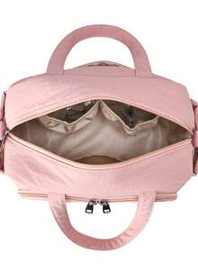 1pc Pink Lightweight Nylon Multi-Compartment Handbag & Shoulder Bag, Zipper Closure, Women Commuter Bag, All Season - Pink - View 12