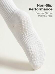 1/2/3双装女士防滑瑜伽袜，带绑带，可爱普拉提袜，适合舞蹈室室内运动，防滑圆点袜 - 彩色 - 查看 2