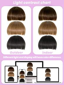 Realistic Human Hair Bangs Wig, Thick Clip-On Bangs, No Sideburns Design, Easy To Use, Suitable For Daily Wear And Theme Parties - Multicolor - View 9
