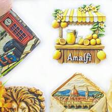 1pc Colorful Resin Fridge Magnet, Italy Travel Souvenir Florence, Milan, Venice, Dolomites, Sicily, Amalfi Lemon, Alberobello Art Decor For Refrigerator, Whiteboard, Cabinet, Dishwasher, Kitchen, Home, Valentine's Day Gift, Friends & Family, Historical Culture, Personalized Creative Cartoon Stationery Decoration, Shop Display - Multicolor - View 4