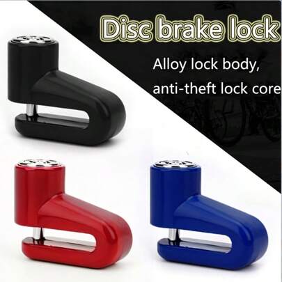 1 set robuuste schijfremsloten, gemaakt van hoogwaardige aluminiumlegering met een gehard stalen beugel, antidiefstalbeveiligingsslot voor fietsen en scooters, weerbestendige bescherming voor opslag buitenshuis, eenvoudig te installeren en mee te nemen, ideaal voor stadsfietsers en offroad-fietsers.