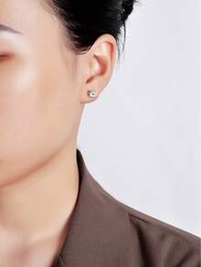 一套1克拉S925纯银莫桑石牛头形戒指、项链吊坠、耳环三件套首饰，时尚个性，适合女性日常佩戴。 - 銀色 - 查看 3