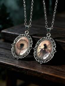 suteyi 2pcs Handmade Dandelion Pendant Necklaces, Made Of Glass And Alloy, With Romantic Dark Style, Suitable As Holiday Gifts - Silver - View 9