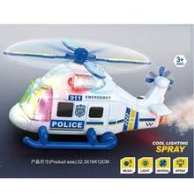 Helicóptero de Juguete de Policía Luces Música Spray Acción para Niños Controlador Material Plástico Nivel Principiante Uso al Aire Libre,helicóptero juguete,Juguetes para helicópteros para niños mayores de 3 años,juguete de helicóptero para niños,juguete helicóptero para niños - Azul - Ver 6