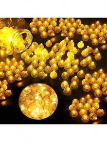 100/50/30/10pcs LED Wedding Decorative Glowing Balls, Mini Yellow Round Lights, Wedding Electronic Luminous Party Supplies, Glowing Paper Lantern Balloons, Suitable For Birthday Party, Holiday Gathering Lighting Decor - Yellow - View 10