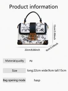 2025新款时尚高品质奢华小众设计高端刺绣真皮小方包，白色精致小巧手提包，单肩斜挎两用，特殊锁扣设计 - 黑與白 - 查看 6