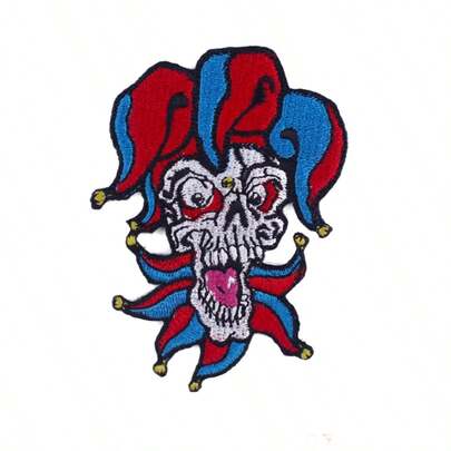 1 件万圣节小丑骷髅刺绣贴片，熨烫式贴花，可用于 DIY 牛仔裤、夹克、服装、包包、帽子、做旧修补和装饰
