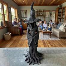 Gothic Halloween Witch Statue (11.8Inch), Hand-Painted Enchanting Cracker Barrel Statue, Gothic Resin Figurine Retro Magician Decor Dark Fantasy Ornament Guardian Of Your Home,Resin Sculpture For Home Decor Decoration - 1 - 查看 3