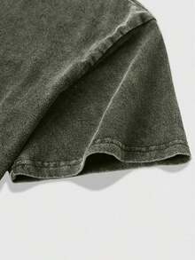 2026 Summer Tops1pc Retro Water Washed T Shirts, Artistic Graphic Featuring A Blooming Rose Intertwined With Bold Anti Social Club Text Symbolizing Contrast Between Beauty And Isolation Vintage 100% 230g Pure Cotton Casual Tee For Men,Street Y2K, Summer Tops, New Year Gifts,UnisexLoose And Comfortableshirt - 軍綠色 - 查看 4