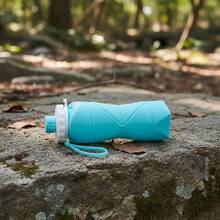 1pc Silicone Collapsible Sport Water Bottle 600ml Retractable Travel Outdoor Gym Water Cup Portable Sport Cups - 藍色 - 查看 9