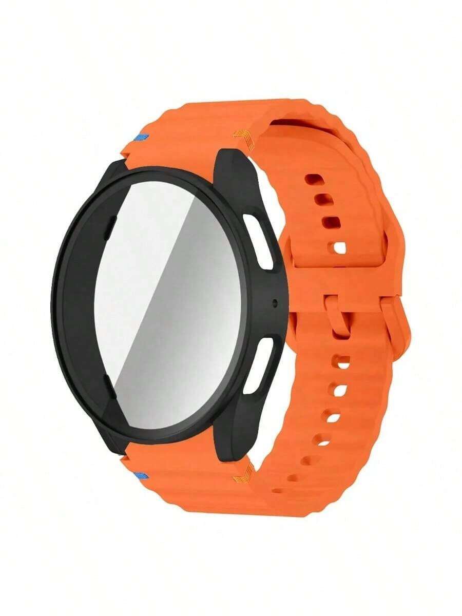 SMART WATCH MX Correa Sport Para Galaxy Watch 7/6/5 + Case + Vidrio Templado - Naranja/Negro - View 1