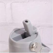 Stainless Steel Thermal Bottle 550ml/650ml Double Wall With Flip Straw, Portable Handle 1313 - màu xanh lá - Xem 2