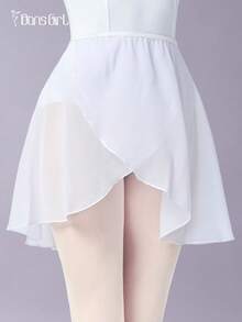 DonsGirl 1件女士雪纺芭蕾舞裙，高弹力可调节系带设计，纯色，适合表演和舞蹈，白色，春季款 - 白色 - 查看 10