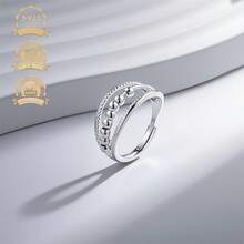 1 Stück modischer & eleganter 925 Silber geometrischer beweglicher Kugelring, geeignet für Frauen Urlaub, Party, Bankett - Silber - Übersicht 5